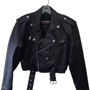 Wilson Black Leather Motorcycle Jacket with Asymmetrical Zipper